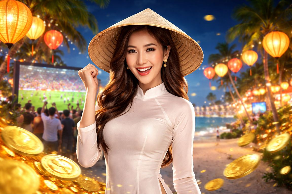 Hội An với nón lá minh họa người dùng kiểm tra trợ giúp trên mobile